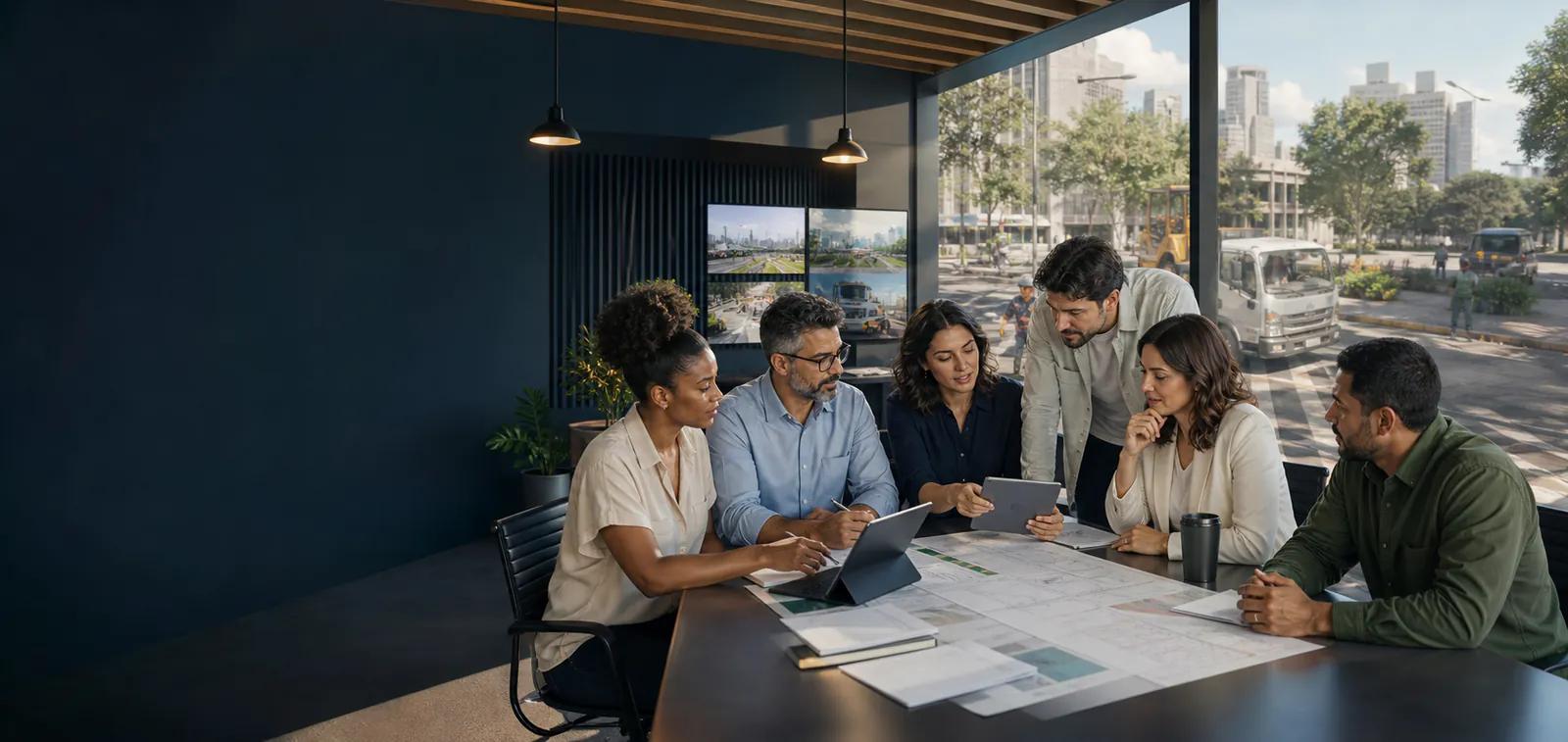 Equipe integrando gestão, tecnologia e capacidade operacional